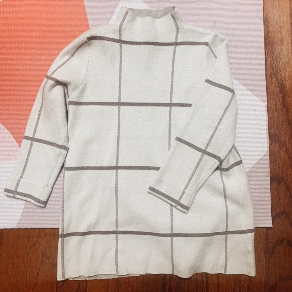 Tahari Mock Neck Plaid Sweater